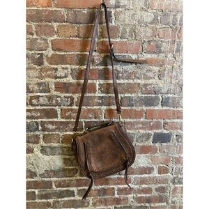 Madison West Brown PU Leather Saddlebag Top Handle Adjustable Crossbody Purse